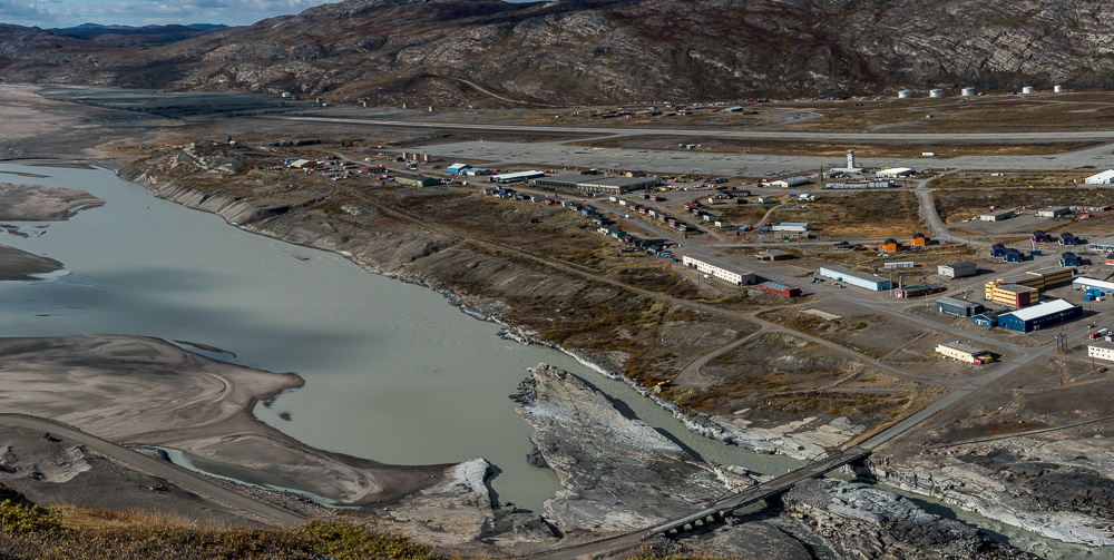 Kangerlussuaq photographed from a nearby mountain early in my stay. Many if not most of these buildings were constructed for the American military base that operated here from the 1940s to 1992.